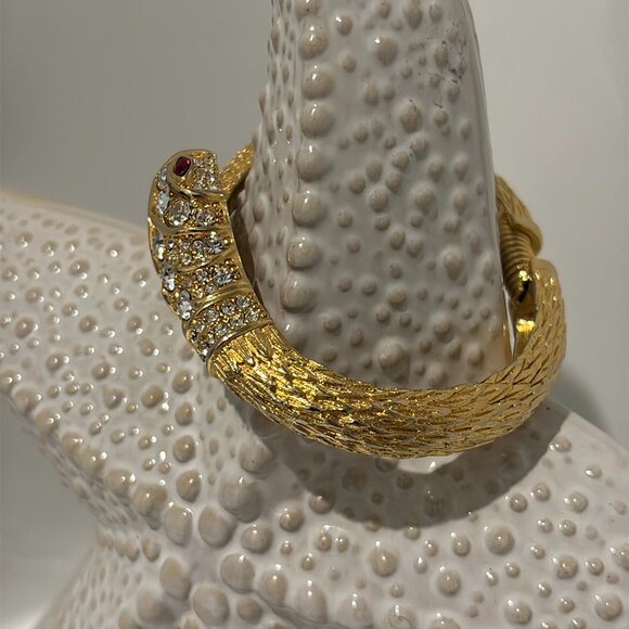 KENNETH LANE RHINESTONE SNAKE/SERPENT CLAMP BRACELET - Picture 5 of 10